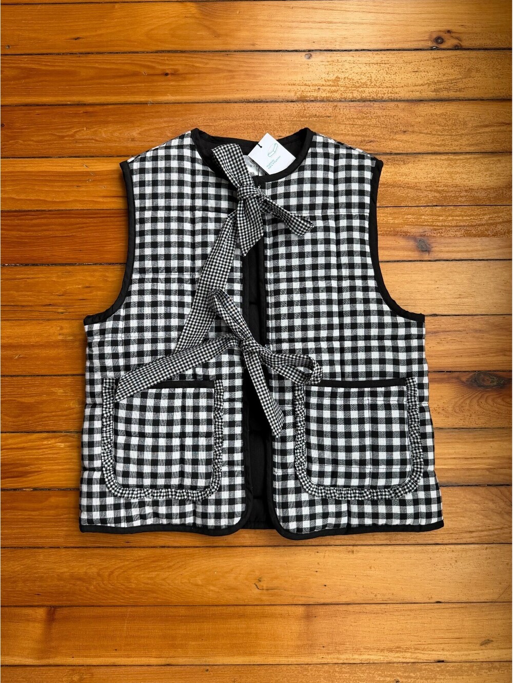 Primark Penneys Gingham Bow Gilet Vest Tie Front